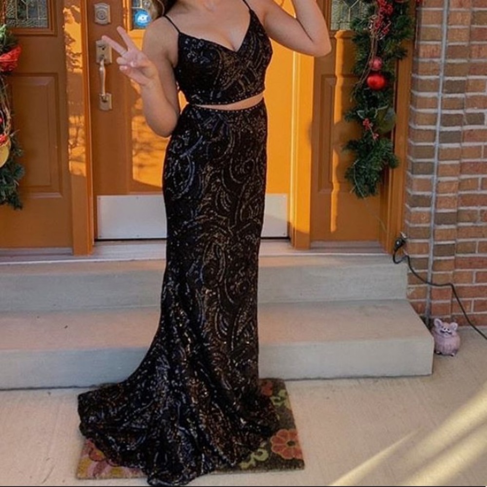 Gorgeous Black Morliee Long Prom/Homecoming Dress